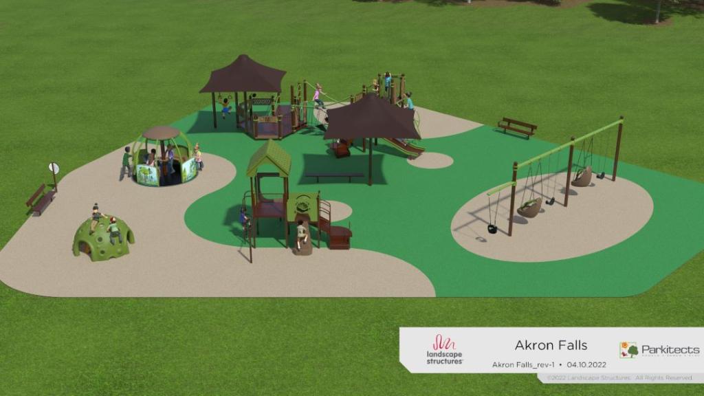 Rendering of accessible playground at Akron Falls Park