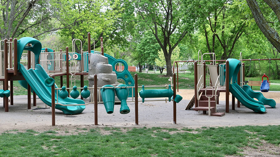 Slides and play structure at Ad Astra Park