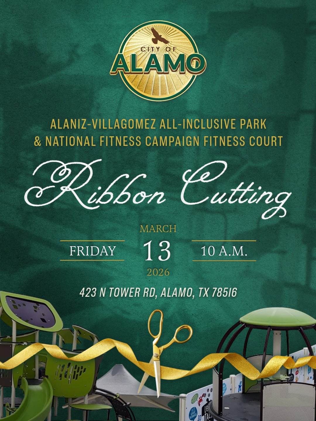 Ribbon cutting announcement for Alaniz-Villagomez All-Inclusive Park