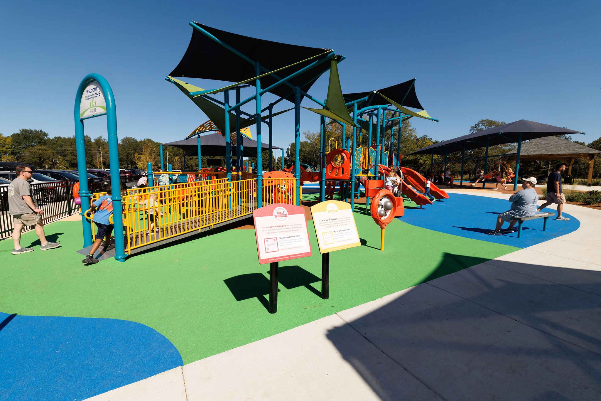 Play features and surfacing at Ballard Park playground