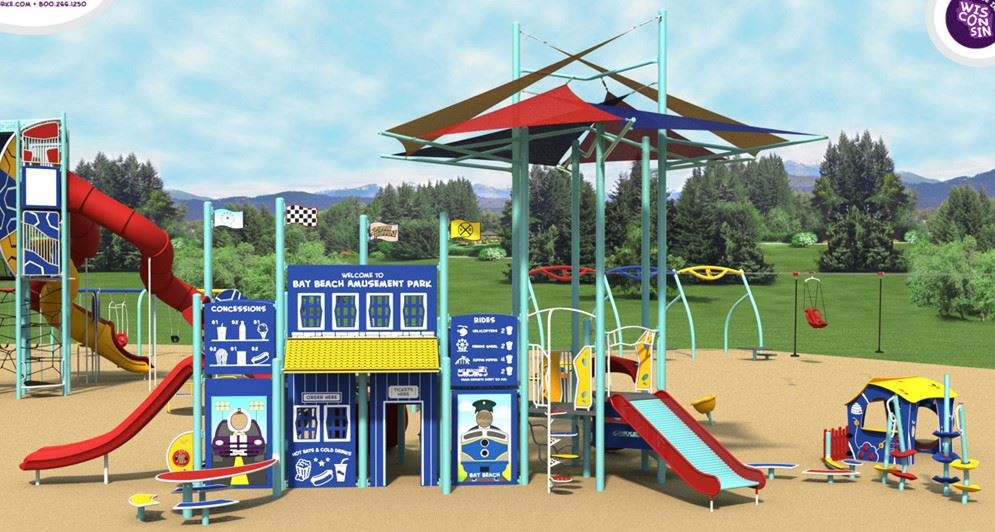 Tot lot area for younger children at Bay Beach Inclusive Playground