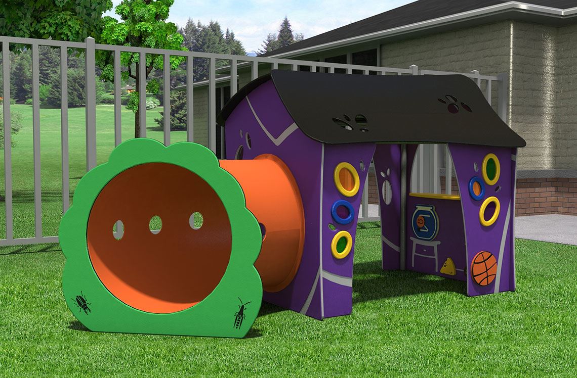 Accessible playhouse with tunnel at Bay Beach Inclusive Playground