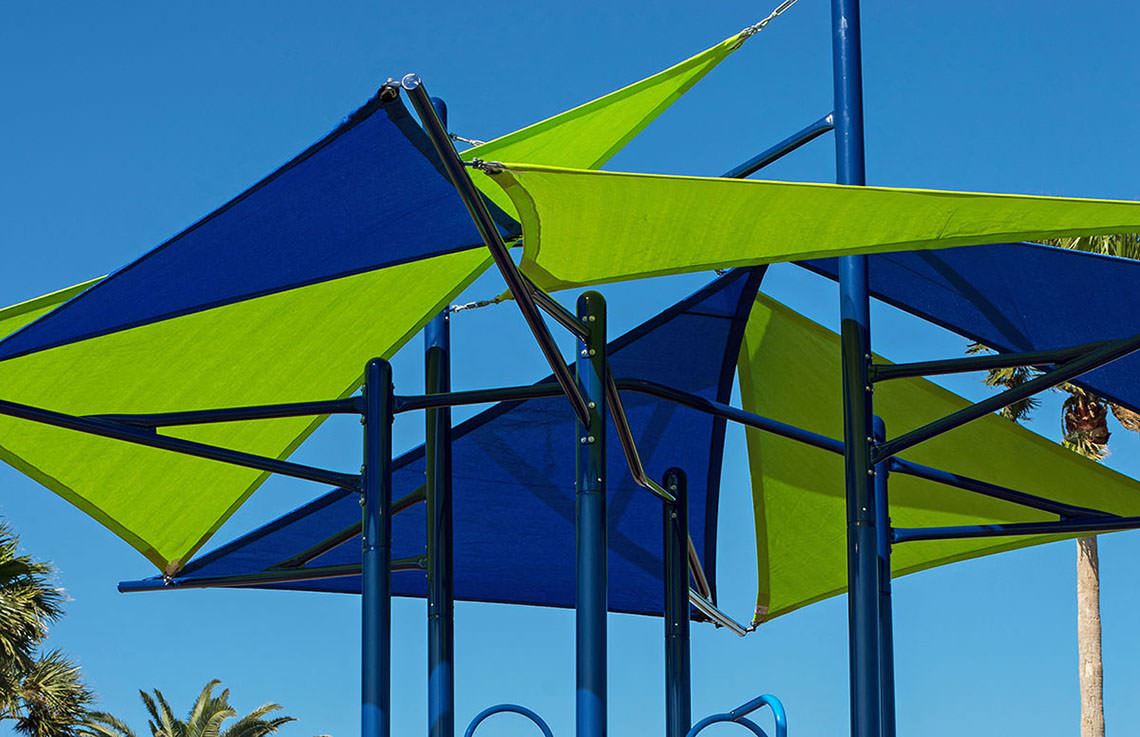Shade canopy over part of Bay Beach Inclusive Playground