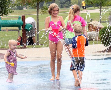 Children's water play area at Beech Acres Park