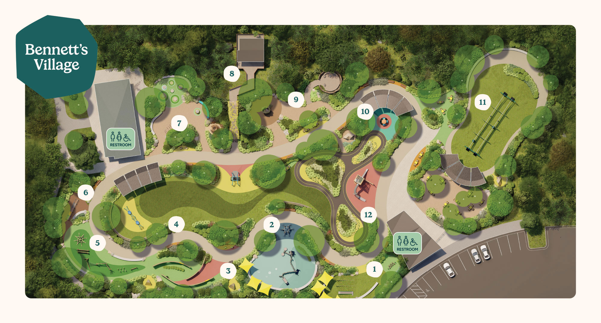 Site plan map for Bennett's Village at Pen Park