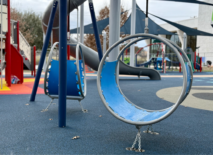 Hangout pods at the Bledsoe-Miller STEAM Center playground.