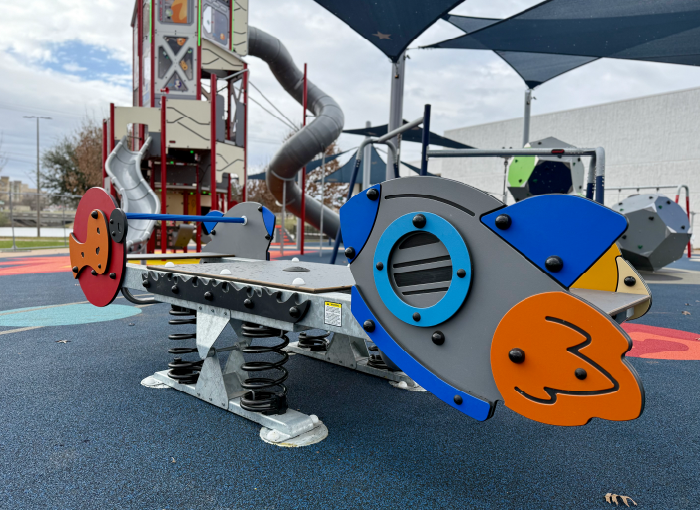 Rocking platform at the Bledsoe-Miller STEAM Center playground.