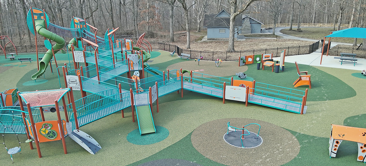 Overview of one section of the Blendon Woods inclusive playground