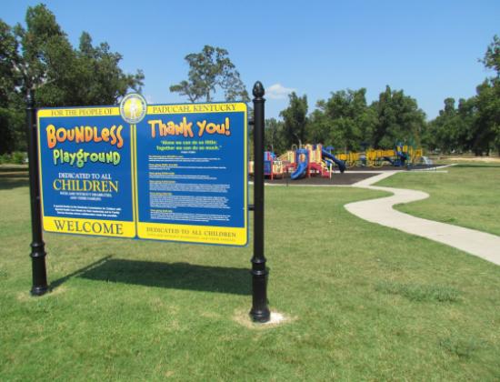 Boundless playground sign at Bob Noble Park