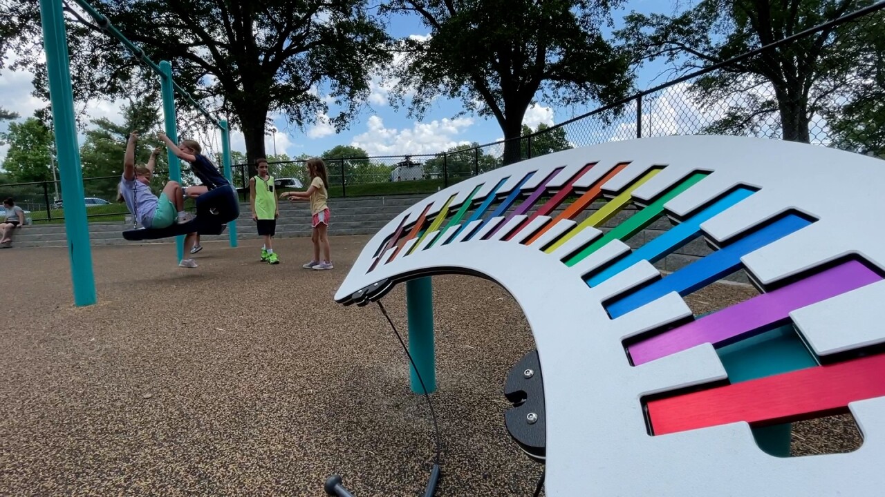 Sensory chime-style play feature at Boone Woods Park