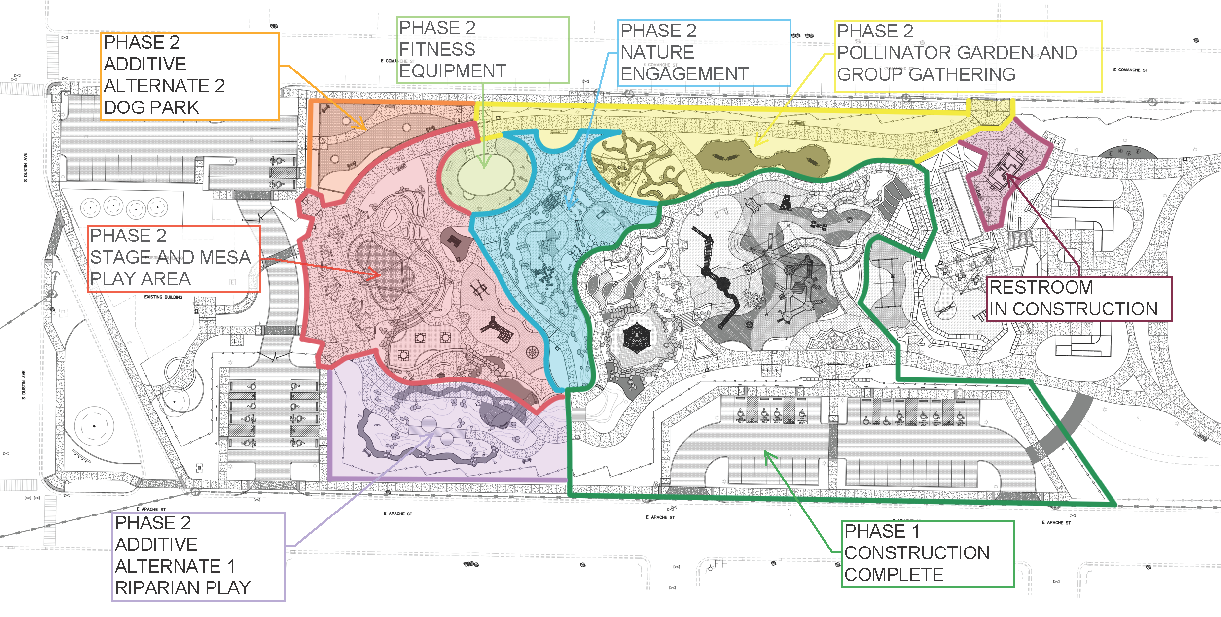 Phase two site plan sections for Boundless Journey Adventure Park