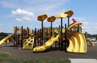 Wide view of the Boundless Playground at Twin Lakes Park