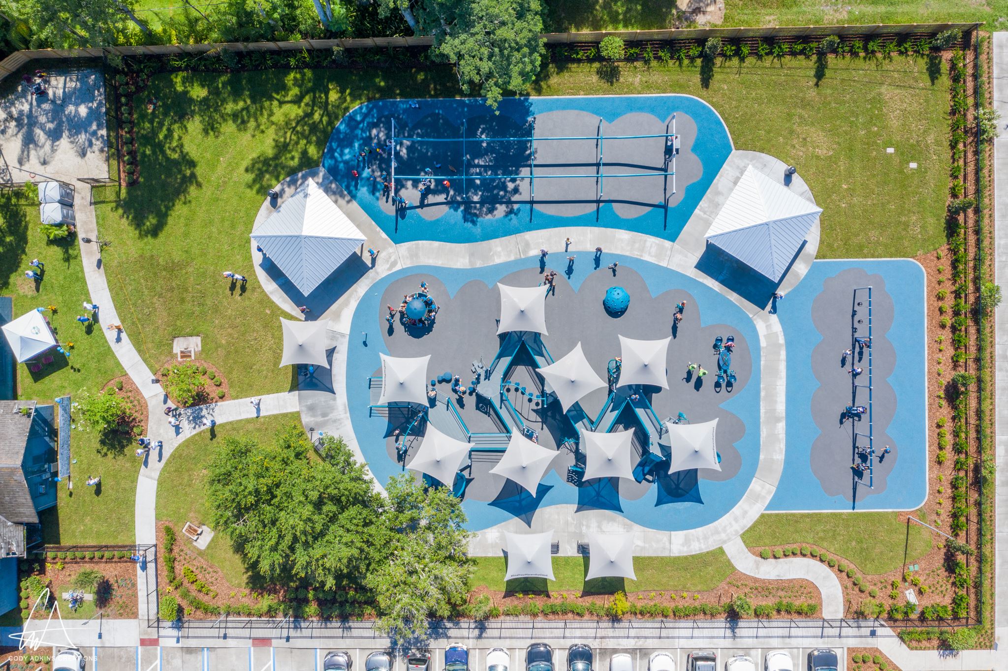 Aerial view of Cannery Park playground