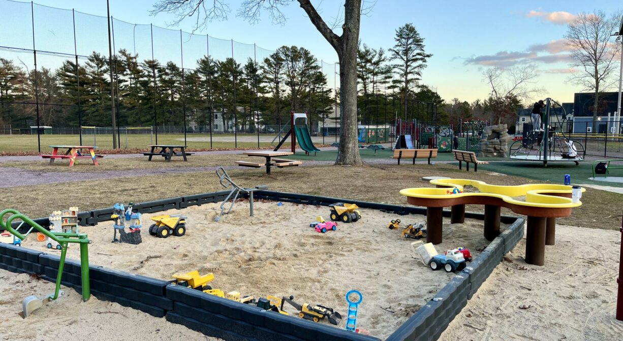 Sandbox and water table area at Carver Community Playground