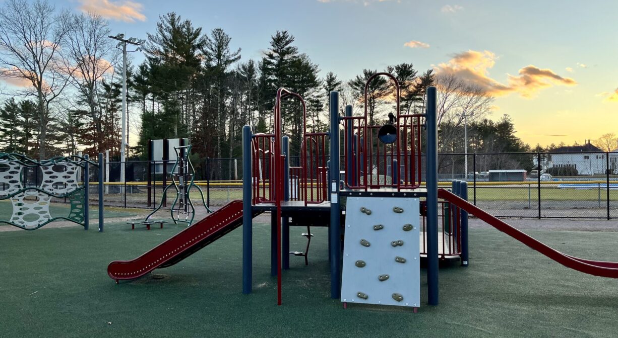 Additional red and green play structure at Carver Community Playground