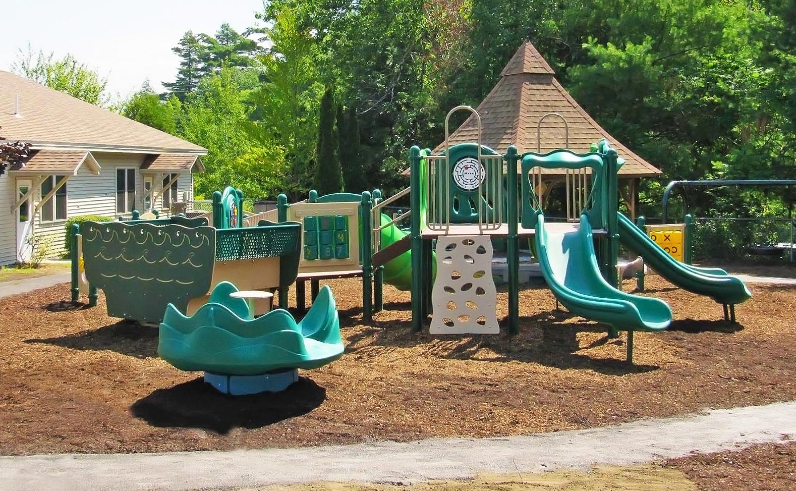 Main view of the Children's Center inclusive playground in Augusta