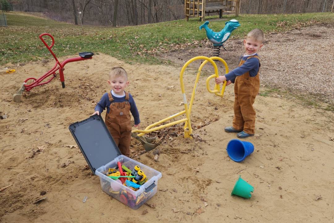 Children playing at the Dubuque Arboretum playground