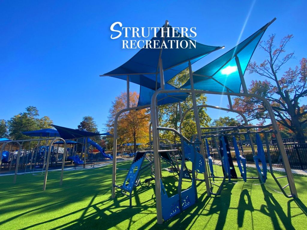 Colorful inclusive playground equipment at Child's Place Playground in Prattville