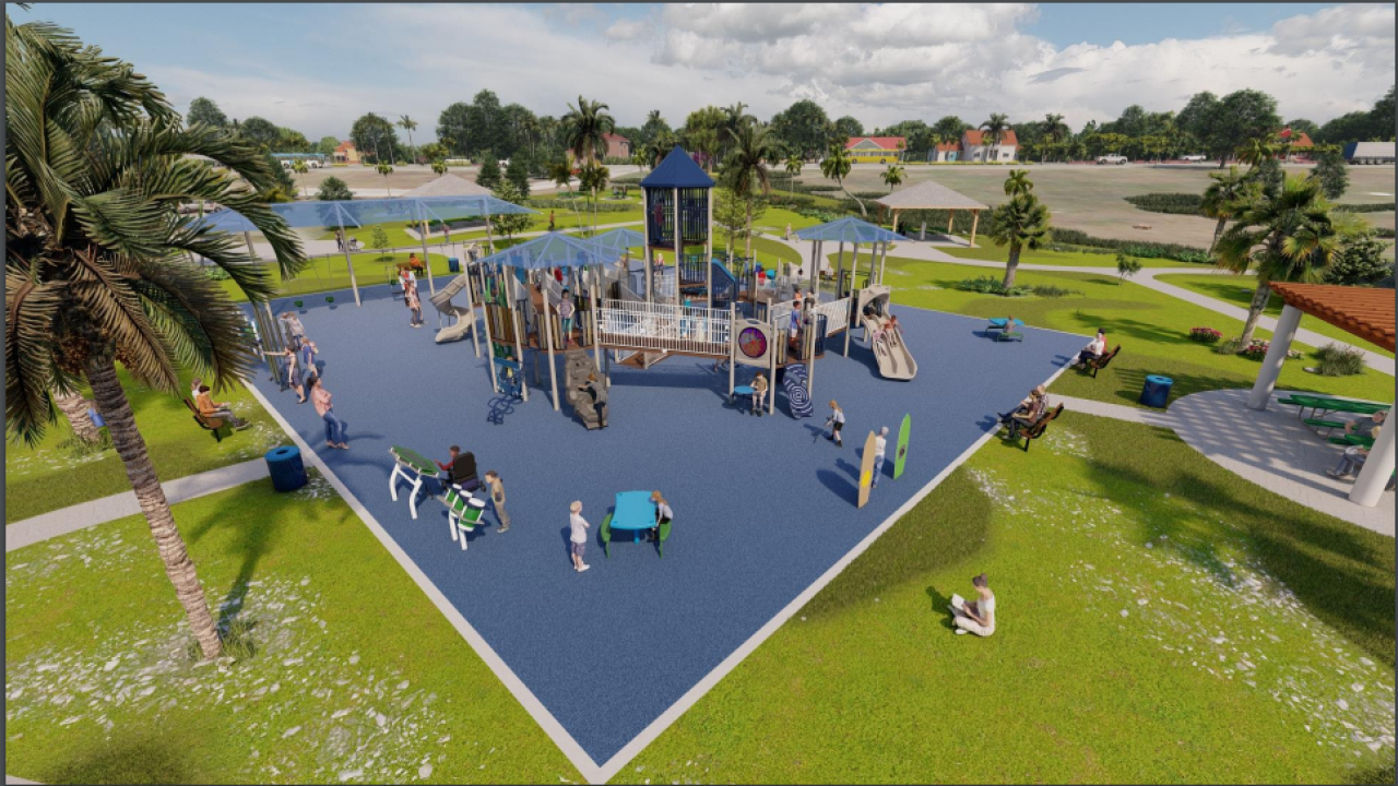 Rendering of the rebuilt inclusive Cole Park playground
