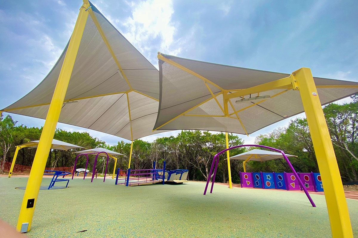 Covered inclusive playground at Dan Markson Park
