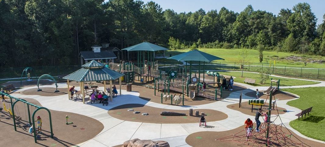 Play area at Destination Park Playground in Chesapeake
