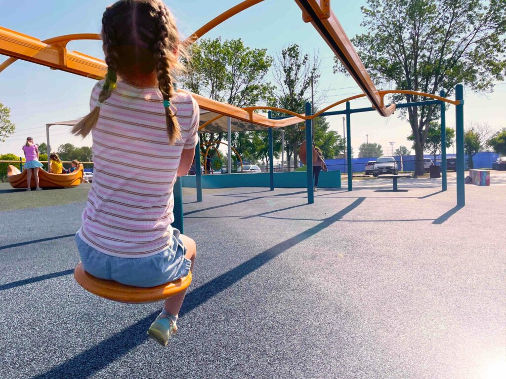 Play structure and accessible playground zone at Fallenstein Playground