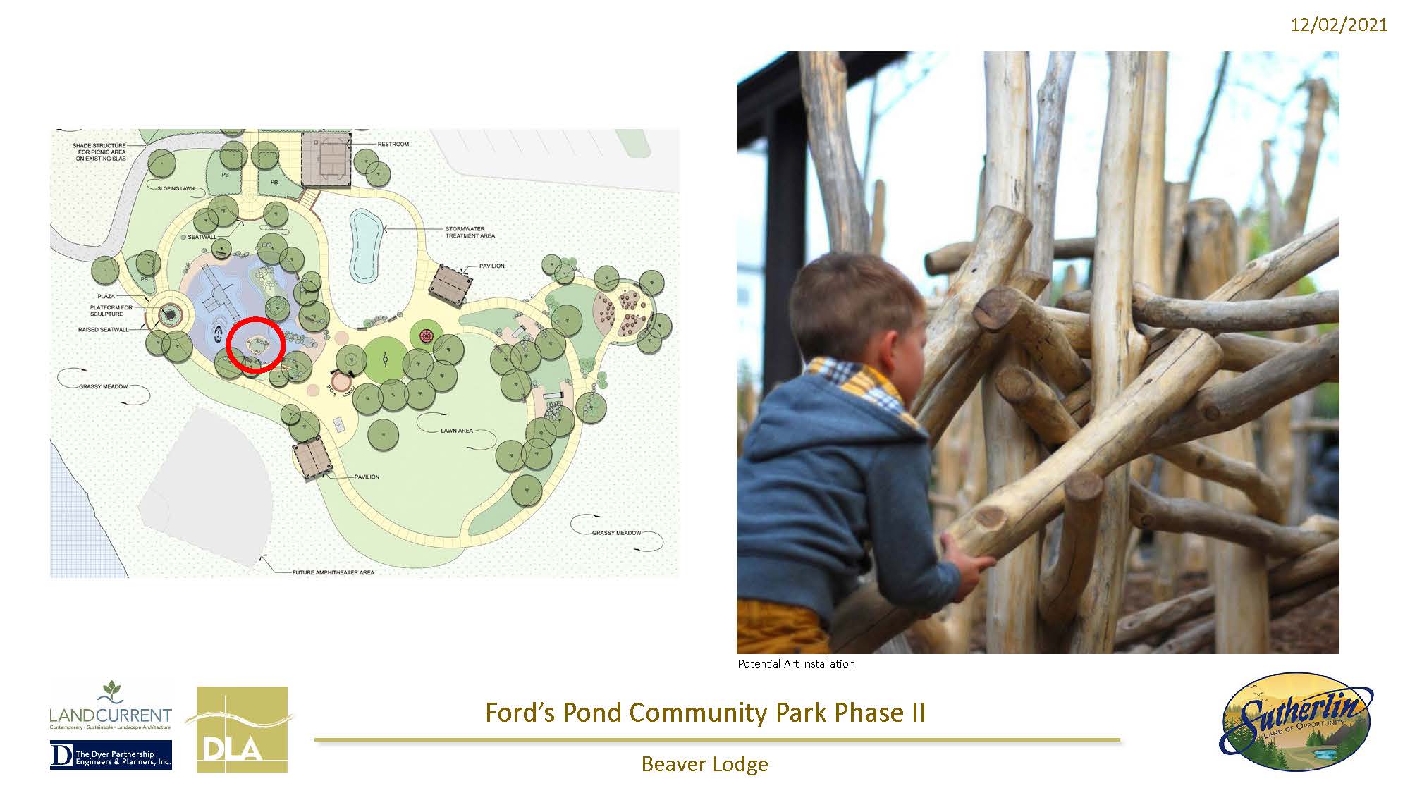 Beaver lodge accessible play feature at Ford's Pond