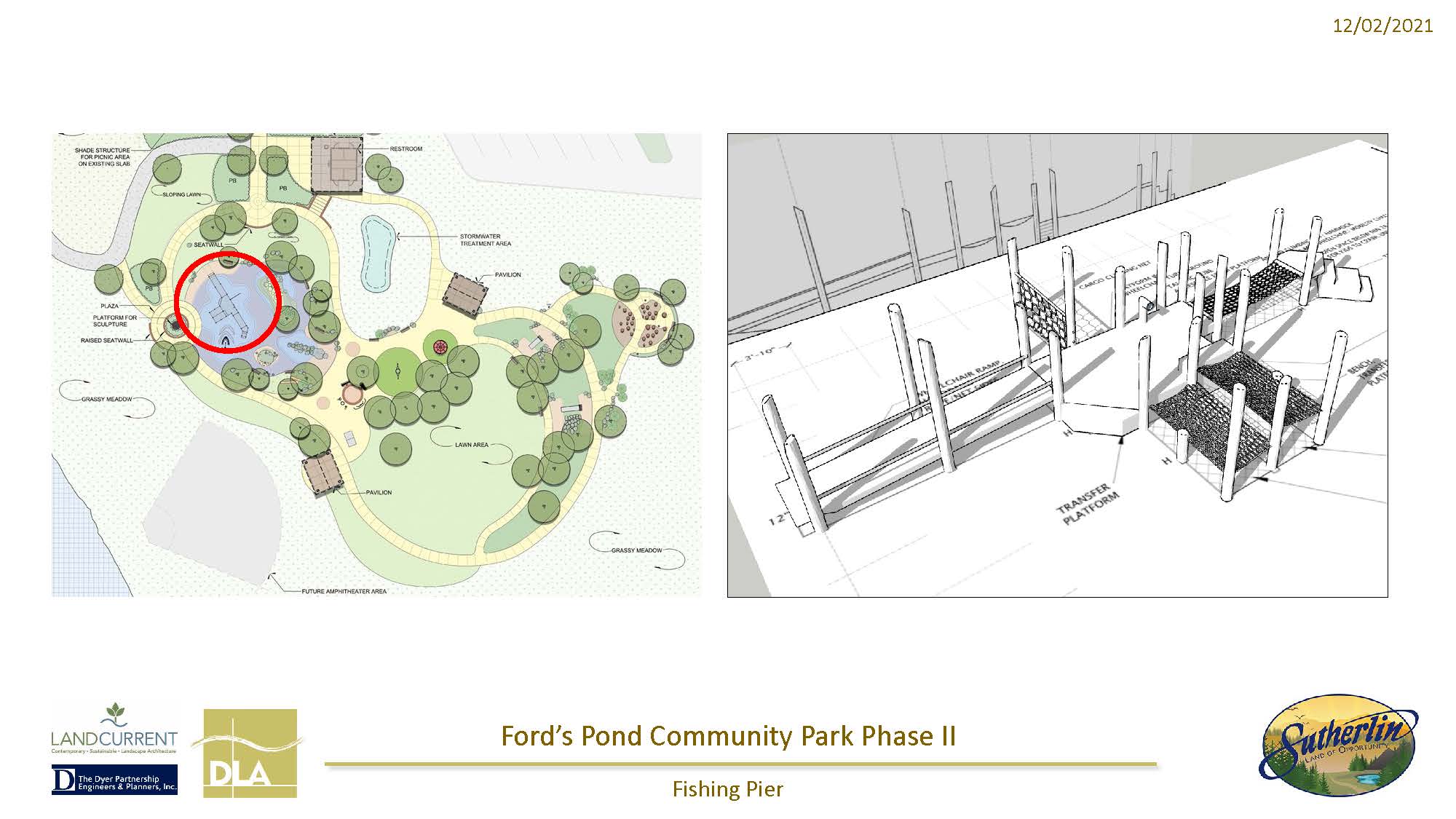 Accessible fishing pier play structure at Ford's Pond