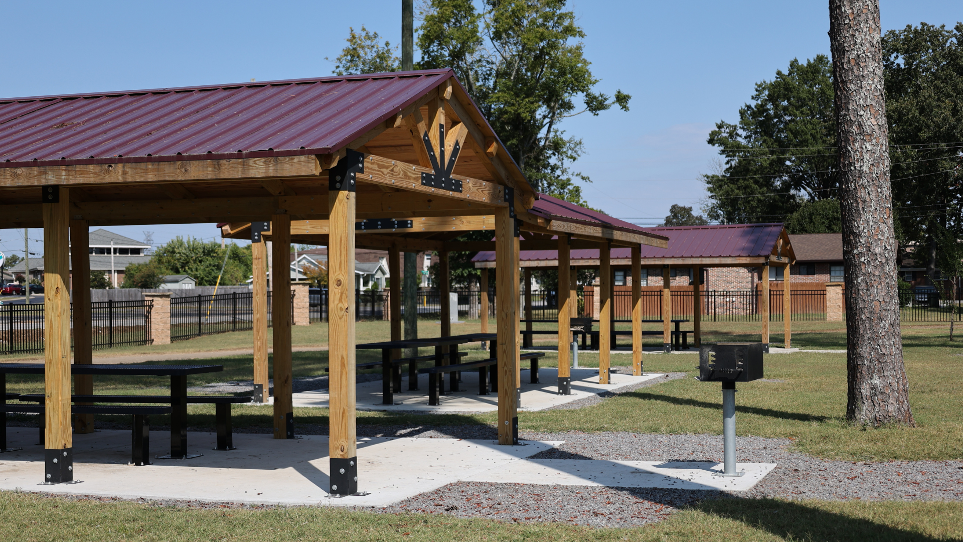 Covered pavilions at Gilbert-Stephenson Park