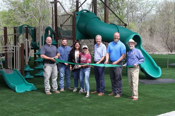 Play equipment at Guadalupe Park's inclusive playground