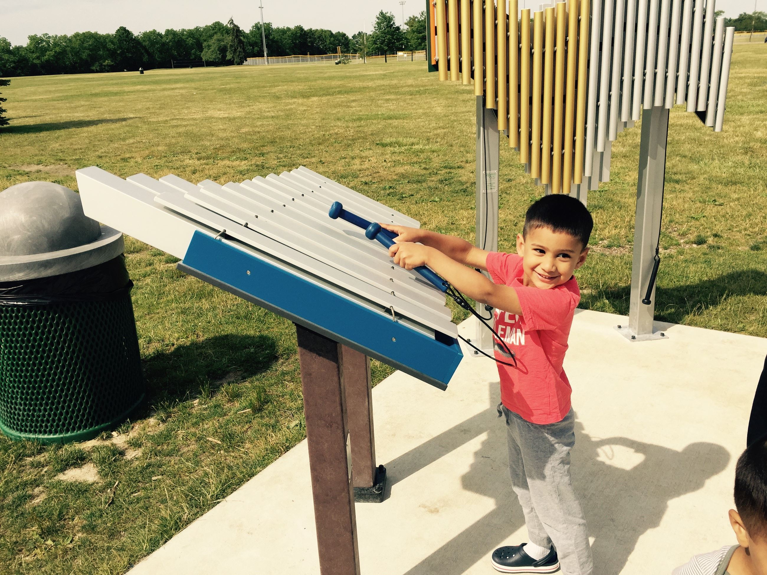 Accessible musical playground feature at Heritage Park