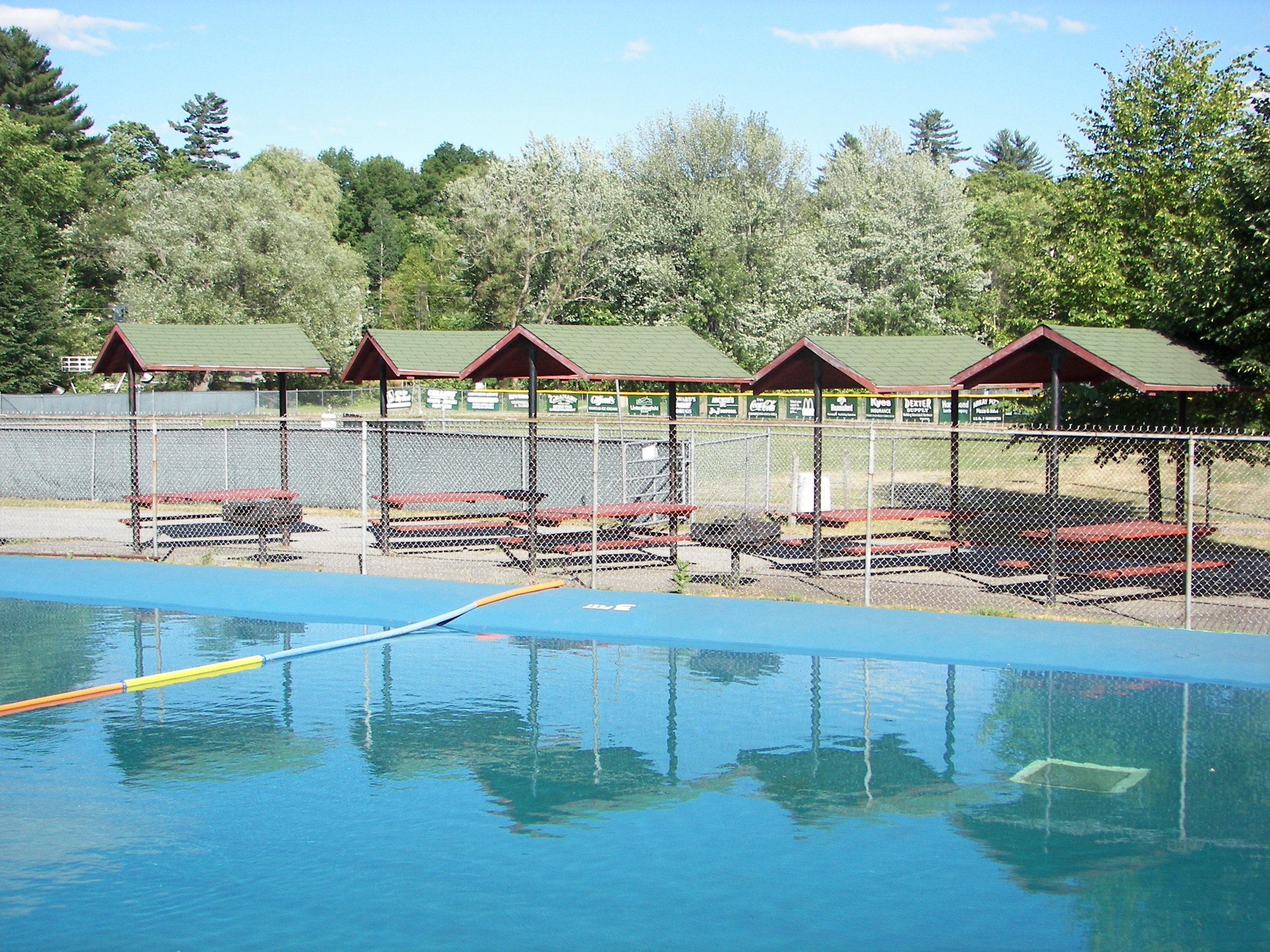 Covered picnic tables at Hippach Field