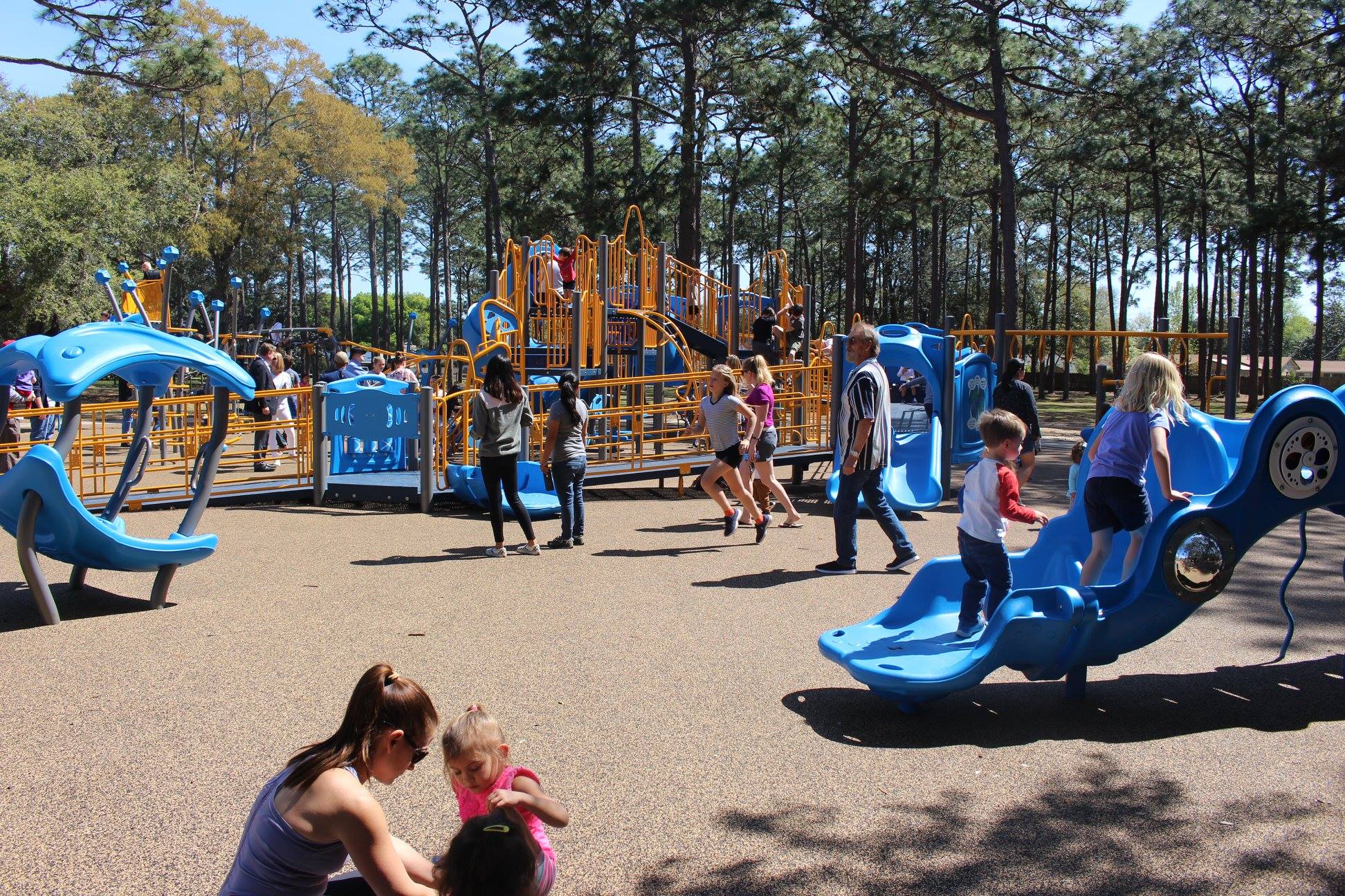 Children playing on the inclusive playground at Hitzman-Optimist Park in Pensacola