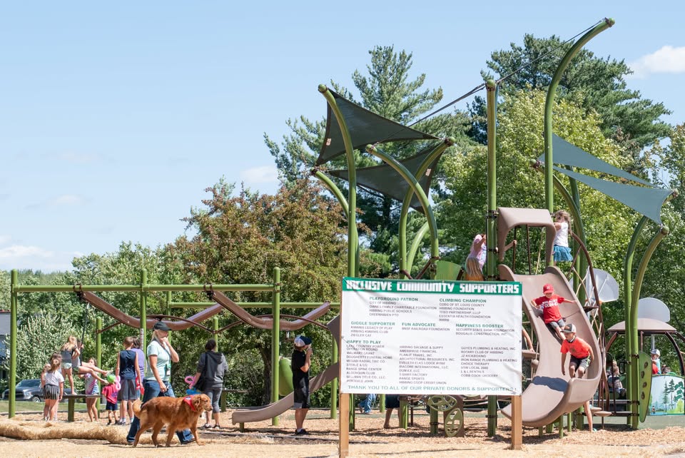 Play structure and accessible play area at Inclusive Community Playground in Hibbing