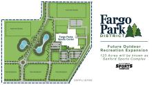 Aerial map of Fargo Parks Sports Center complex