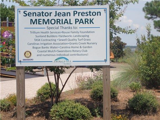 Senator Jean Preston Memorial Park sign