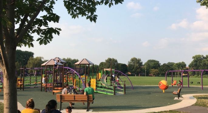 Accessible playground play structure at Brittingham Park