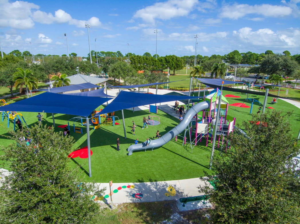 Play structure and soft-surface play area at Jessica Clinton Park
