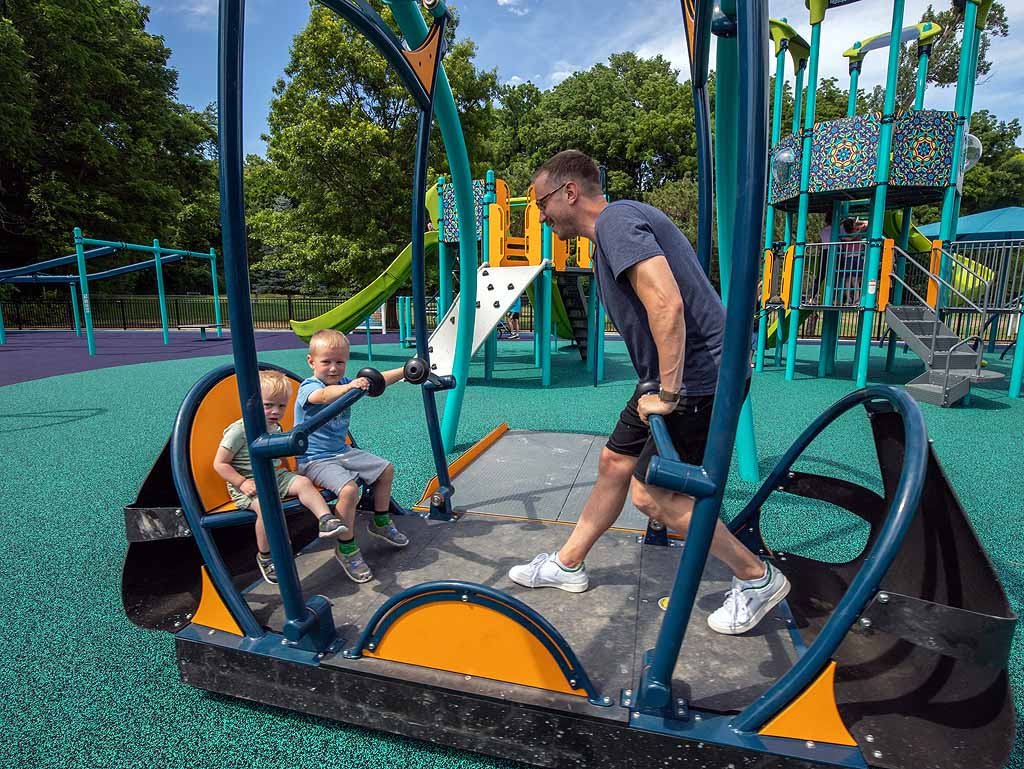 Inclusive merry-go-round at Kaleidoscope Playground