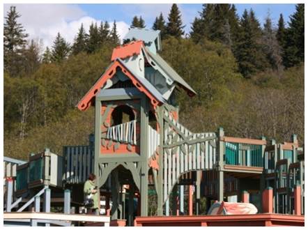 Accessible route and play elements at Karen Hornaday Park Playground