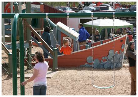 Adaptive and family play area at Karen Hornaday Park Playground