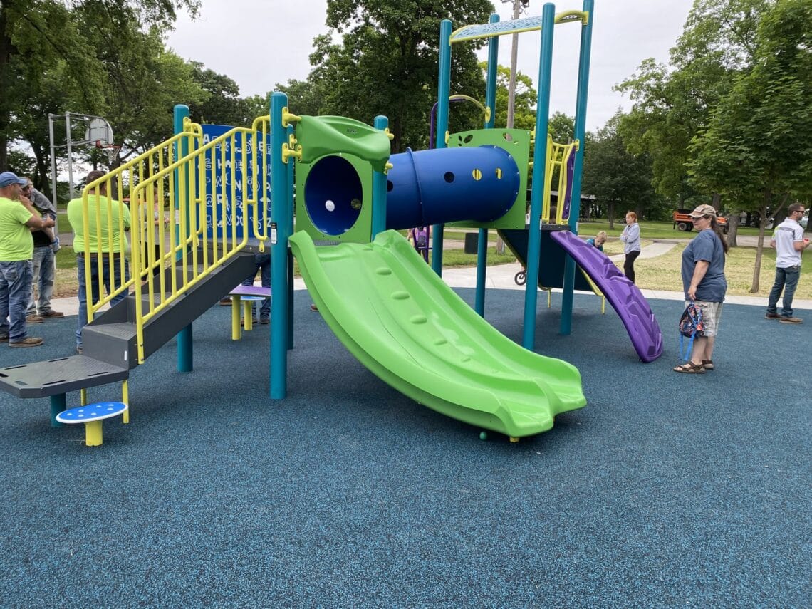 Overview of the accessible inclusive playground at La Follette Park