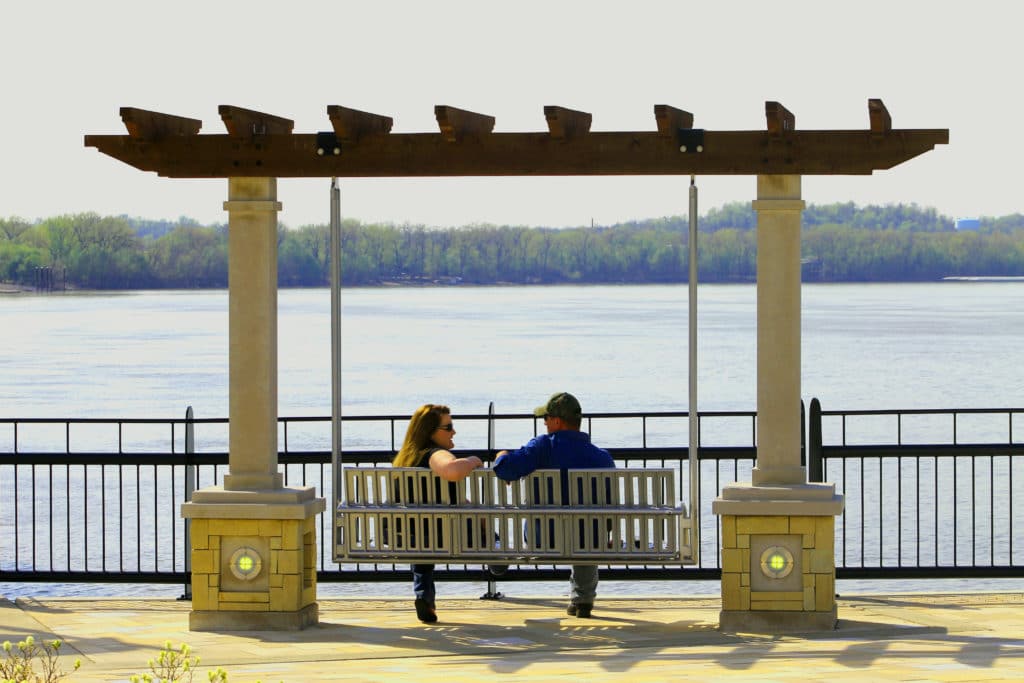 Swing seating at Smothers Park riverfront