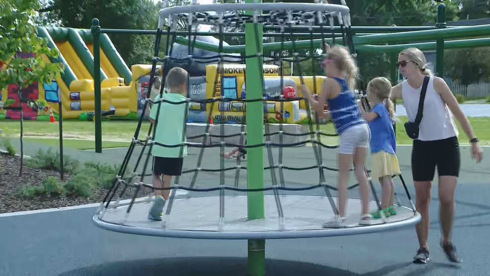 Wide view of Lighthouse Playground in Menasha