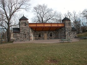 Historic stone pavilion at Lincoln Park