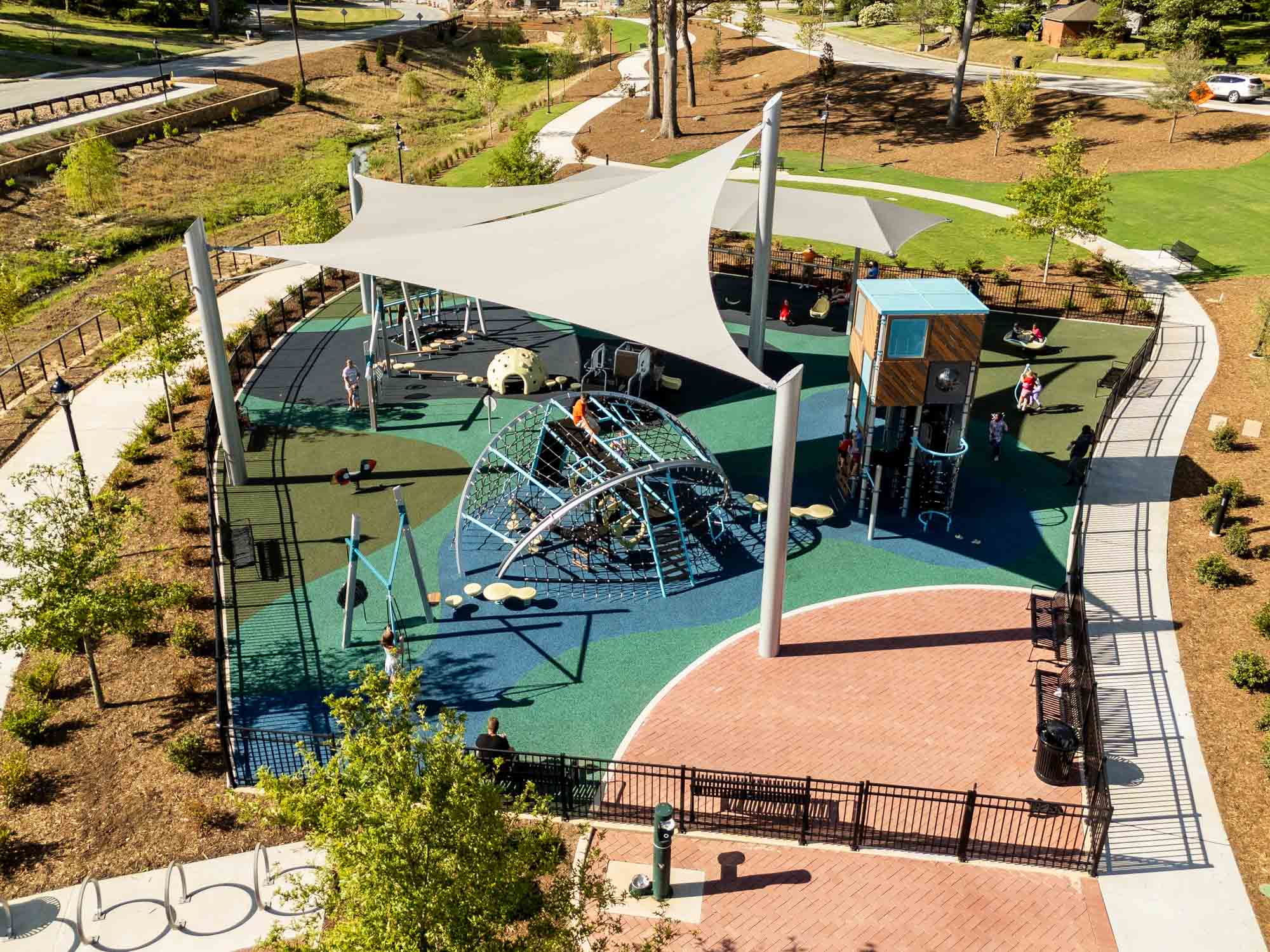 Finished Linley Park playground with modern play structures