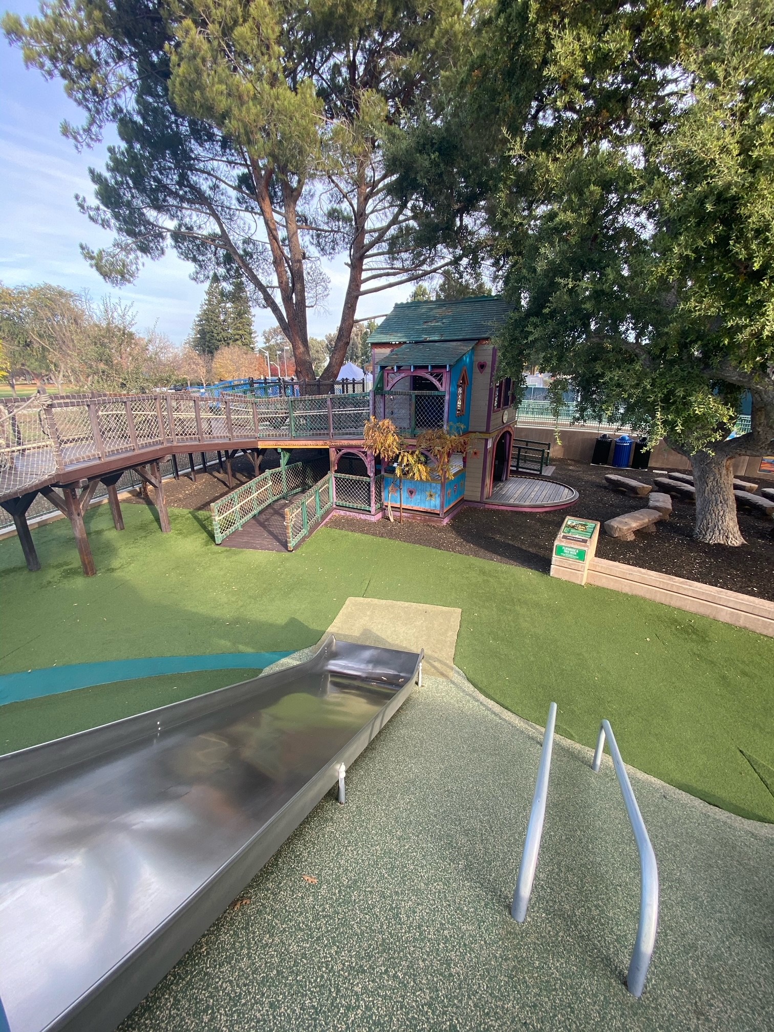 Play structures at Magical Bridge Playground in Palo Alto