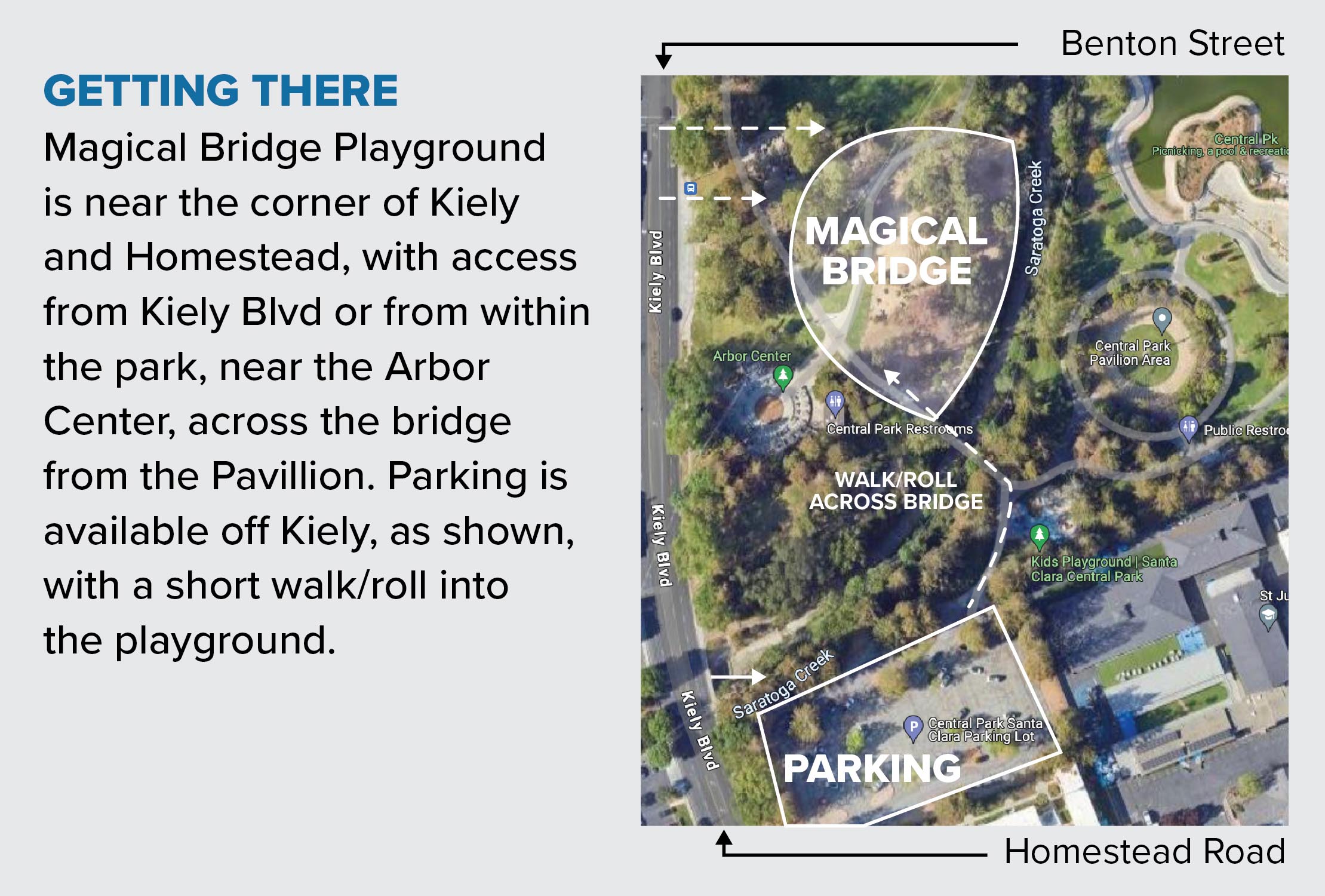Directions graphic for Magical Bridge Playground in Santa Clara