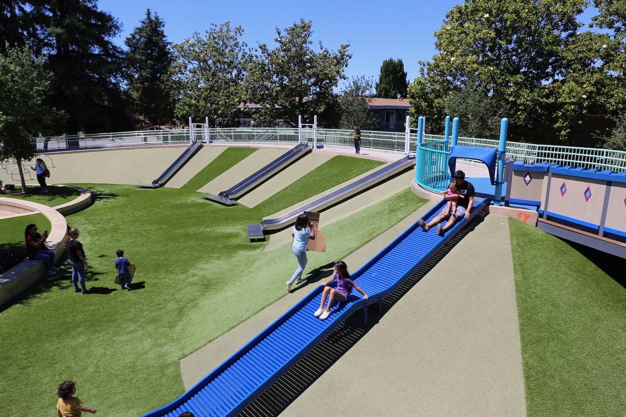 Slide mound at Magical Bridge Playground in Sunnyvale