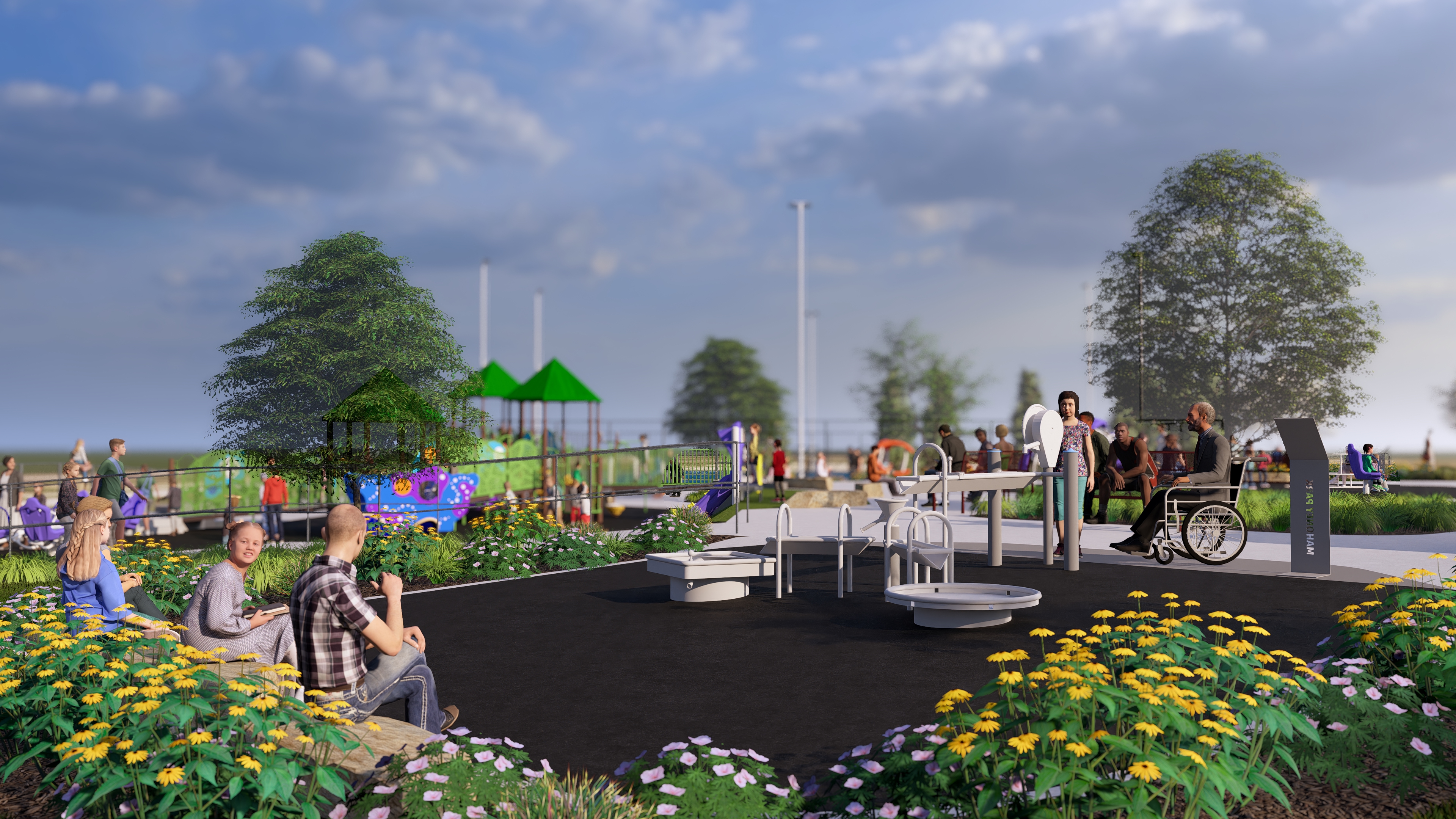 Water zone rendering at Mahoney Inclusive Playground